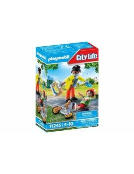 Playset Playmobil City Life - Paramedic with Patient 71245 15 Peças