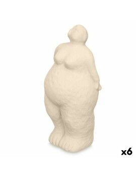 Figura Decorativa Beige Dolomita 14 x 34 x 12 cm (6 Unidades) Mujer De pie