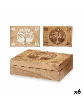 Caja Decorativa Madera de mango 25,5 x 8 x 17,4 cm (6 Unidades) Árbol de la vida