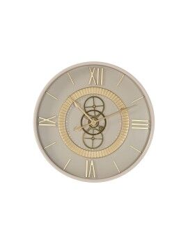 Reloj de Pared Home ESPRIT Blanco Beige Dorado Cristal Hierro 60 x 8 x 60 cm 59,5 x 8,5 x 59,5 cm