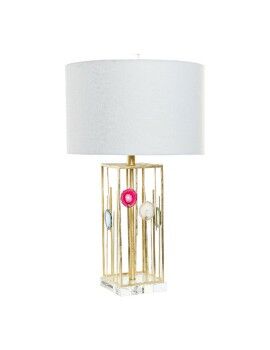 Lâmpada de mesa DKD Home Decor Branco Poliéster Metal Cristal 220 V Dourado 60 W (41 x 41 x 72 cm)