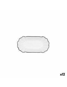 Bandeja de Aperitivos Quid Gastro Blanco Negro Cerámica 20,5 x 11 x 3,5 cm (12 Unidades)