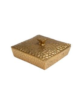 Caixa Decorativa Romimex Dourado Alumínio Martelado 18 x 9 x 18 cm