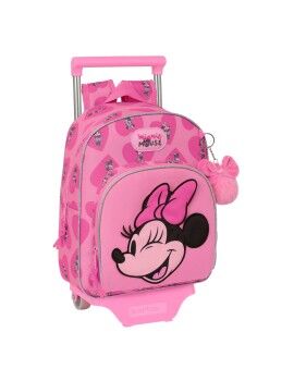 Mochila Escolar com Rodas Minnie Mouse Loving Cor de Rosa 28 x 34 x 10 cm