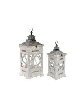 Postes de iluminação Home ESPRIT Branco Cristal Abeto Étnico Árabe 26 x 26 x 66 cm (2 Peças)