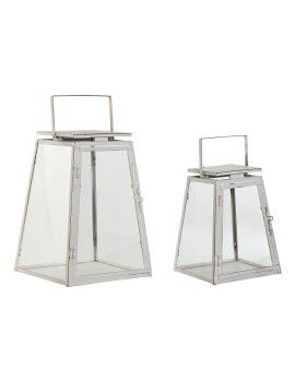 Farolas Home ESPRIT Blanco Dorado Metal Cristal Moderno 26 x 26 x 38,5 cm (2 Piezas)