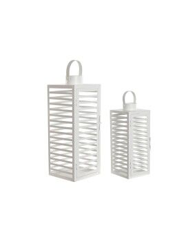 Farolas Home ESPRIT Blanco Hierro 17 x 17 x 44 cm (2 Piezas)