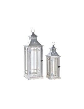 Postes de iluminação Home ESPRIT Prateado Natural Cristal Abeto Oriental 24 x 24 x 70 cm (2 Peças)