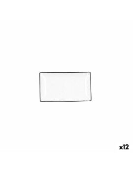 bandeja de aperitivos Quid Gastro Branco Preto Cerâmica 16,5 x 9,5 x 2 cm (12 Unidades)