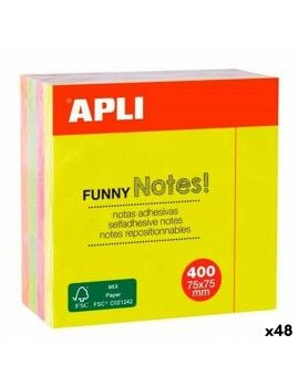 Notas Adhesivas Apli Funny Multicolor 75 x 75 mm (48 Unidades)