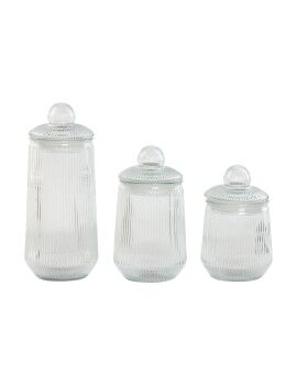 Conjunto de 3 Potes Home ESPRIT Transparente Silicone Cristal 1,4 L 3 Peças