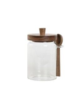 Bote Home ESPRIT Castanho Transparente Acácia Vidro de Borosilicato 650 ml