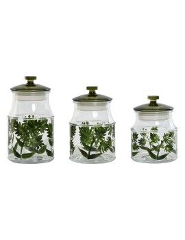 Conjunto de 3 Potes Home ESPRIT Verde Cristal 1,2 L 3 Peças