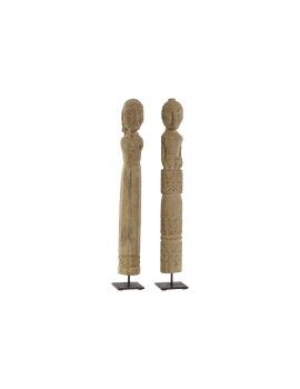 Figura Decorativa Home ESPRIT Natural 7,5 x 7,5 x 50 cm Estátua (2 Peças)