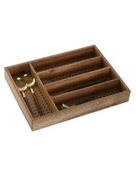 Organizador de Talheres Home ESPRIT Natural Acácia 34,5 x 25,5 x 5 cm