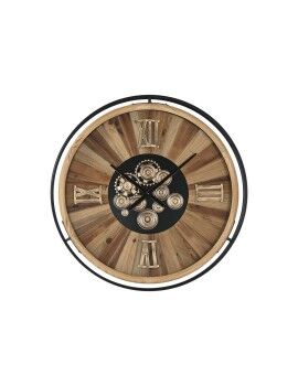 Reloj de Pared Home ESPRIT Negro Natural Cristal Madera de pino 87,2 X 8 X 87,2 cm