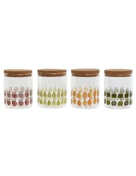 Bote Home ESPRIT Amarillo Verde Natural Corcho Silicona Vidrio de Borosilicato Shabby Chic 700 ml...