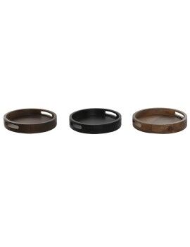 bandeja de aperitivos Home ESPRIT Castanho Preto Catanho escuro Marrom claro Colonial 30 x 30 x 5...