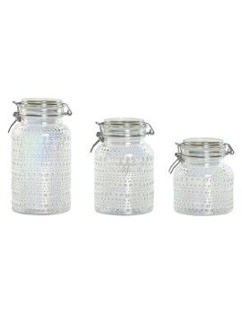 Set de 3 Botes Home ESPRIT Transparente Metal Cristal 1,2 L 3 Piezas