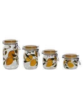 Set de 4 Botes Home ESPRIT Amarillo Cristal Hierro 1,5 L 4 Piezas