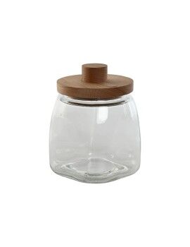 Bote Home ESPRIT Transparente Natural Silicona Cristal Madera de haya 1,9 L