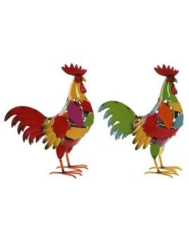 Figura Decorativa Home ESPRIT Multicolor Gallo 37 X 15,5 X 44,5 cm (2 Unidades)