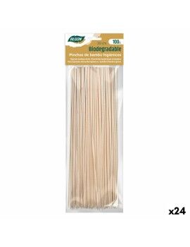 Set de Pinchos para Barbacoa Algon Bambú 300 x 2,5 x 30 mm (100 Piezas) (24 Unidades)