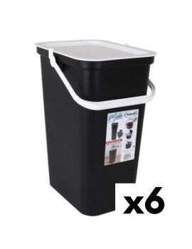 Caixote de Lixo para Reciclagem Tontarelli Moda Branco Preto 24 L (6 Unidades)