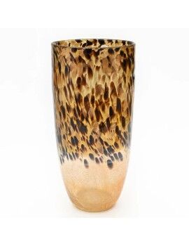 Vaso Romimex Preto Dourado Vidro Leopardo 18 x 37 x 18 cm