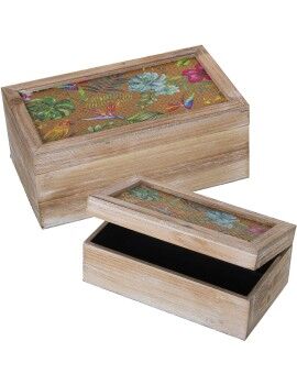 Juego de Cajas Decorativas Alexandra House Living Multicolor Madera 2 Piezas