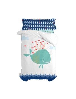 Juego de funda nórdica HappyFriday Moshi Moshi Whale Multicolor Cama de 80/90 2 Piezas