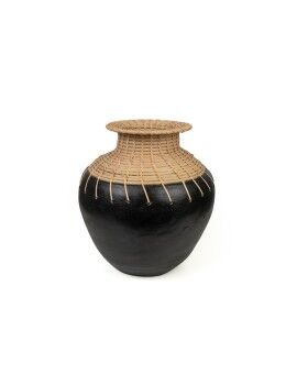 Vaso Romimex Preto Natural Cerâmica Rotim 25 x 30 x 25 cm