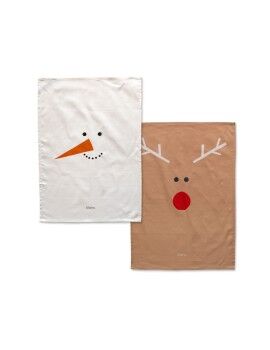 Paño de Cocina HappyFriday Xmas Snowmates Multicolor 70 x 50 cm (2 Unidades)