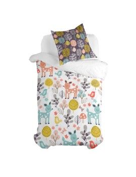 Conjunto de capa de edredom HappyFriday Moshi Moshi Woodland Multicolor Solteiro 2 Peças