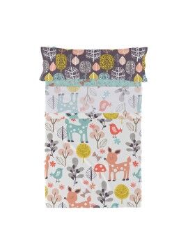 Juego de Sábanas HappyFriday Moshi Moshi Woodland Multicolor Cama de 80/90 2 Piezas