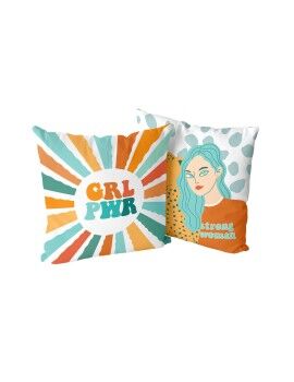 Capa de travesseiro HappyFriday Aware Girl power Multicolor 50 x 50 cm 2 Peças