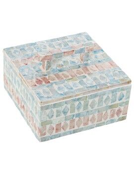 Caixa Decorativa Alexandra House Living Multicolor Rotim Madrepérola 16 x 7 x 16 cm