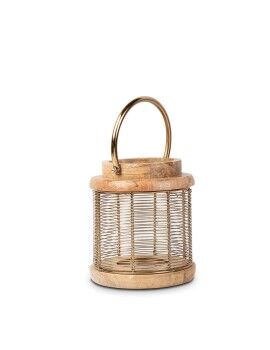 Farol Alexandra House Living Dorado Madera 15 x 20 x 15 cm