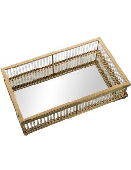 Tabuleiro Alexandra House Living Dourado Cristal Ferro 30 x 7 x 18 cm