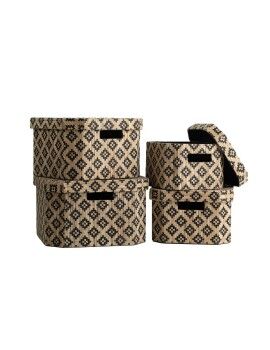 Cajas de almacenamiento Romimex Pandanus Negro Beige 36 x 22 x 36 cm 4 Piezas