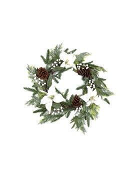 Coroa de Natal Romimex Branco Castanho Verde Polietileno Bloemen 60 x 60 x 60 cm