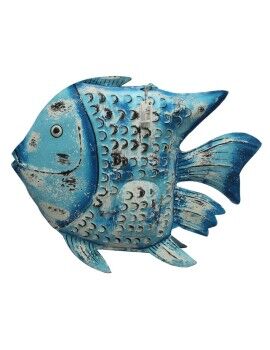 Decoração de Parede Romimex Azul Branco Dourado Peixe 80 x 65 x 15 cm