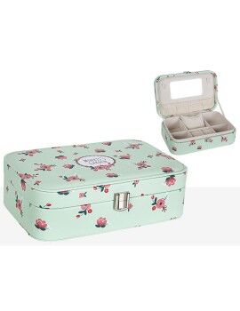 Caja-Joyero Romimex Verde PVC 22 x 7 x 15 cm Flores