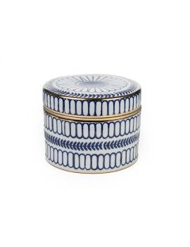 Caixa Decorativa Romimex Azul Branco Porcelana 18 x 13 x 18 cm