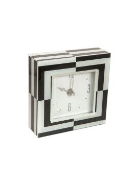 Reloj de Mesa Romimex Blanco Negro Vidrio 14 x 14 x 4 cm