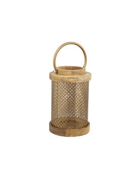 Lanterna Romimex Castanho Dourado Madeira Metal 17 x 27 x 17 cm