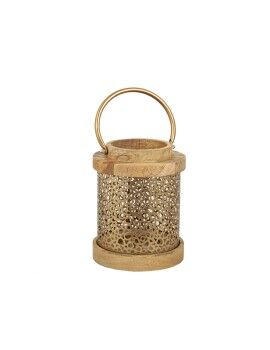 Lanterna Romimex Castanho Dourado Madeira Metal 16 x 22 x 16 cm