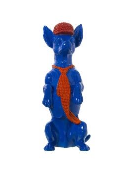 Figura Decorativa Alexandra House Living Azul Laranja Plástico Cão Gravata 13 x 16 x 30 cm