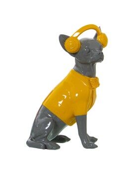 Figura Decorativa Alexandra House Living Amarelo Cinzento Plástico Cão Auriculares 14 x 26 x 19 cm