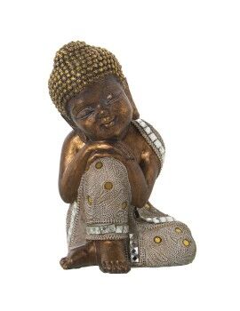 Figura Decorativa Alexandra House Living Branco Dourado Plástico Buda 15 x 16 x 24 cm